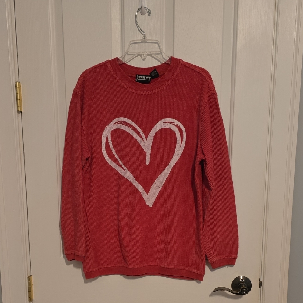 Pink Lily Red Heart Sweatshirt